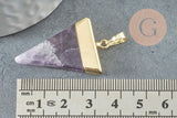 Pendentif triangle améthyste violette naturelle 33mm, x1 (G1362)