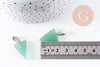 Pendentif triangle aventurine verte naturelle acier inoxydable platine 24mm, x1 (G10060)