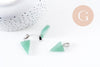 Pendentif triangle aventurine verte naturelle acier inoxydable platine 24mm, x1 (G10060)