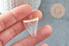 Pendentif triangle cristal de quartz naturel fer doré 34mm, x1 (G5625)