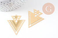 Pendentif triangle ethnique acier 201 inoxydable dore 45mm,breloque sans nickel pour création bijoux x2 G2922