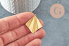 Pendentif triangle éventail plié laiton brut, apprêt doré, sans nickel, Pendentif doré,laiton brut,32mm, X2 (G0111)