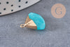 Pendentif triangle jade naturel bleu laiton doré facettes 20mm,x1 (G1237)