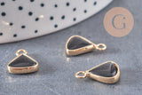 Pendentif triangle jade noir,creation bijou,pendentif bijoux, pendentif pierre naturelle,bracelet pierre, jade Naturel,16mm x1, G0953