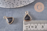 Pendentif triangle jade noir,creation bijou,pendentif bijoux, pendentif pierre naturelle,bracelet pierre, jade Naturel,16mm x1, G0953