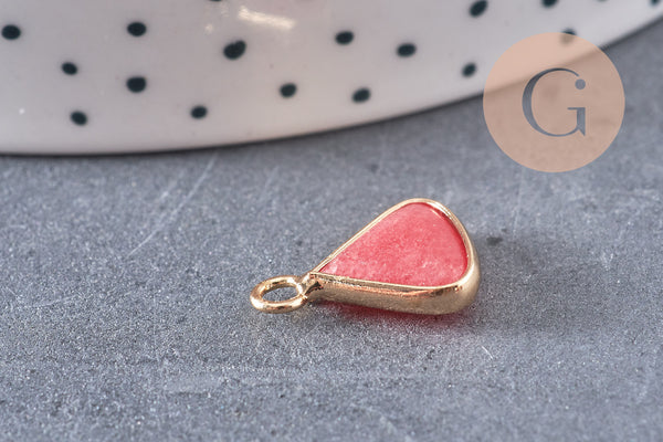 Pendentif triangle jade rouge pendentif bijoux, pendentif pierre,pierre naturelle, jade Naturel,16mm, x1 (G0051)