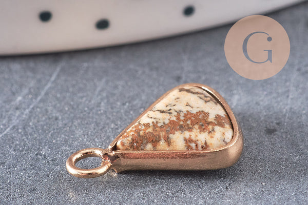 Pendentif triangle jaspe paysage,creation pendentif bijoux pierre naturelle, pendentif pierre jaspe Naturel,16mm, x1, G2330