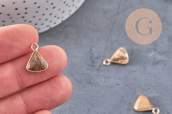 Pendentif triangle jaspe paysage,creation pendentif bijoux pierre naturelle, pendentif pierre jaspe Naturel,16mm, x1, G2330