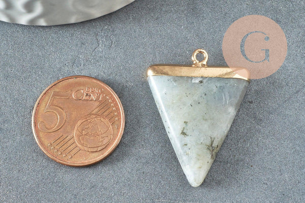 Pendentif triangle labradorite naturelle support fer doré 34mm, x1 (G5694)