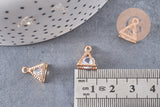 Pendentif triangle or rose cristal zircon 11mm, x4 (G0681)