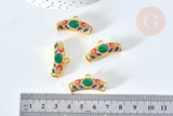Pendentif tube antique incurvé talisman émail coloré zamac doré 14mm, créations bijoux bonheur, x1 G7911