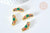 Pendentif tube antique incurvé talisman émail coloré zamac doré 14mm, créations bijoux bonheur, x1 G7911