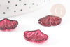 Pendentif verre fuchsia feuille gingko,pendentif verre pour création bijoux, 15x20mm, x10 (G4702)