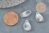 Pendentif verre transparent irisé goutte,pendentif verre, 16mm,x10 (G4145)
