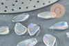 Pendentif verre transparent irisé goutte,pendentif verre, 16mm,x10 (G4145)
