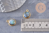Pendentif visage de lune labradorite naturelle argent 925 doré 18K 19mm, pendentif amulette pierre naturelle x1 (G9877)
