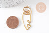 Pendentif visage laiton brut, fournitures pour bijoux, laiton brut,pendentif minimaliste ,bijoux moderne, x1,41x15mm,G3243