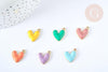 Pendentif zamac doré cœur émail couleur pastel 16mm, x5 (G7308)
