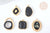 Pendentif zamac doré émail noir et coquille 25mm, création bijoux DIY, x1 G7368