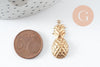 Pendentifs Ananas laiton brut 29mm, pendentif laiton brut, bijou tropical,sans nickel,tropical, x5 (G1609)