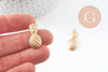 Pendentifs Ananas laiton brut 29mm, pendentif laiton brut, bijou tropical,sans nickel,tropical, x5 (G1609)
