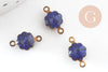 Pendentifs doré Fleur émail bleu paillettes pour création bijoux,9mm, x10 G4303