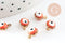 Pendentifs doré Fleur oeil protecteur émail orange 9mm, x10 (G0811)