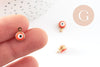 Pendentifs doré émail orange, mauvais oeil, laiton doré, pendentif chance,10mm, x10 G4613