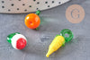 Pendentifs mélangés fruits en verre tchèque 22-34mm, x5 (G3255)