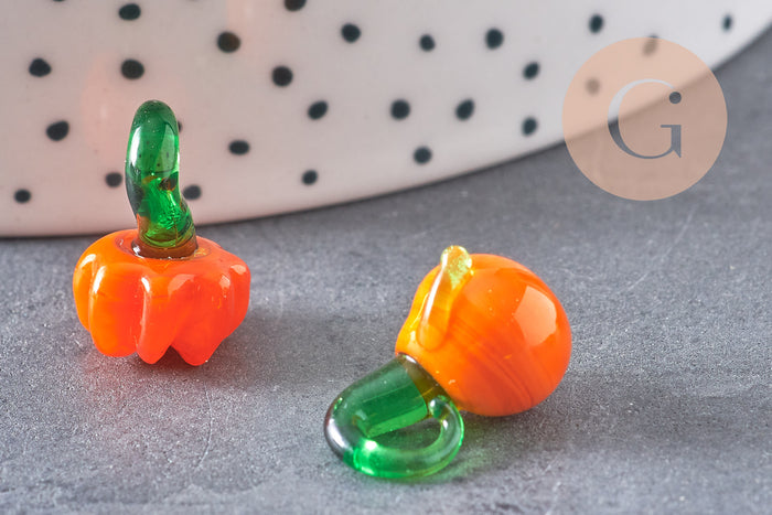 Pendentifs mélangés fruits en verre tchèque 22-34mm, x5 (G3255)