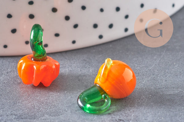 Pendentifs mélangés fruits en verre tchèque 22-34mm, x5 (G3255)