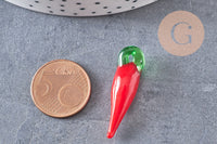 Pendentifs mélangés fruits en verre tchèque 22-34mm, x5 (G3255)