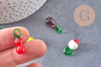 Pendentifs mélangés fruits en verre tchèque 22-34mm, x5 (G3255)