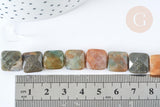 Perle Carrée agate indienne facettes 12mm, bijoux pierre naturelle, le fil de 20cm (G5883)