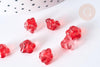 Perle Fleur verre transparent rouge 10mm, perle verre fleur, perle artisanale verre, x20 (G7962)