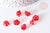 Perle Fleur verre transparent rouge 10mm, perle verre fleur, perle artisanale verre, x20 (G7962)