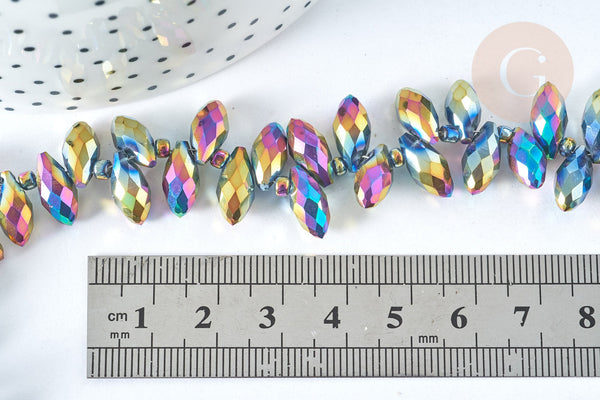 Perle Goutte hématite de synthèse 13x6mm, x1 fil de 41cm (G7405)