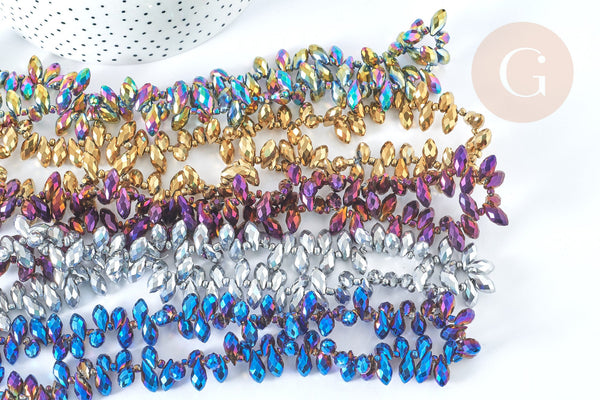 Perle Goutte hématite de synthèse 13x6mm, x1 fil de 41cm (G7405)