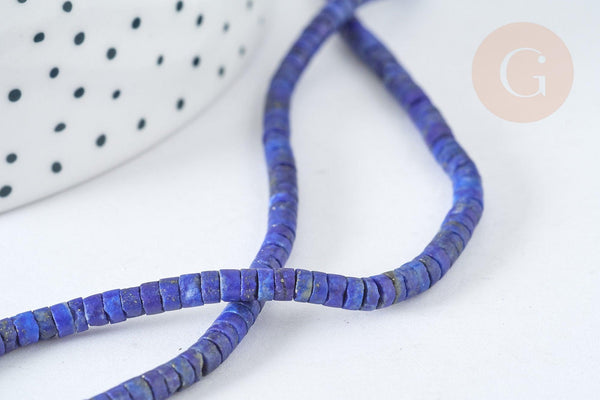 Perle Heishi lapis lazuli naturel 4mm, x1 fil de 38cm (G7223)