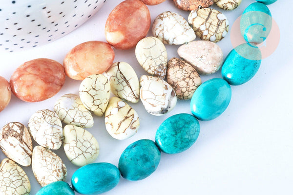 Perle Howlite ovale naturelle 7-49mm,création bijoux pierre naturelle, x2 (G9257)