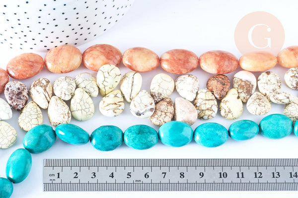 Perle Howlite ovale naturelle 7-49mm,création bijoux pierre naturelle, x2 (G9257)