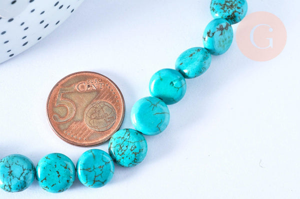 Perle Howlite teintée turquoise foncé naturelle formes mixtes 5-30mm,le fil de 40cm, x1 (G7513)