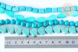 Perle Howlite teintée turquoise foncé naturelle formes mixtes 5-30mm,le fil de 40cm, x1 (G7513)