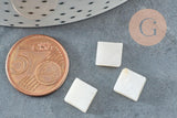 Perle Losange nacre blanche naturelle, pendentif losange, coquillage blanc, 13mm, x10 (G1363)
