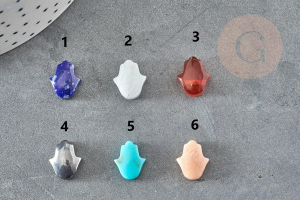 Perle Main de Fatma pierre naturelle 13mm, main de fatma pierre naturelle, x1 (G7955)