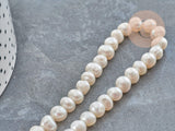 Perle Ronde eau douce naturelle blanc 6~8mm, perle de culture , fil de 17cm, x1 (G9149)