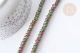Perle Rondelle Jaspe de sésame teintée facettée vert rouge 6x4mm, le fil de 37.5cm (G7869)