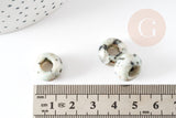 Perle Rondelle donut Jaspe sésame blanc naturelle 14mm, rondelle pierre pour création bijoux x2 (G9213)