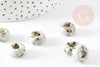 Perle Rondelle donut Jaspe sésame blanc naturelle 14mm, rondelle pierre pour création bijoux x2 (G9213)