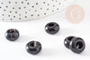 Perle Rondelle donut agate naturelle noire 14mm,rondelle pierre pour création bijoux x2 (G9209)